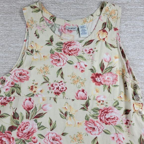 VTG White Stag Floral Linen Blend Dress Womens XL 16/18 Side Button Maxi Casual - Picture 6 of 15